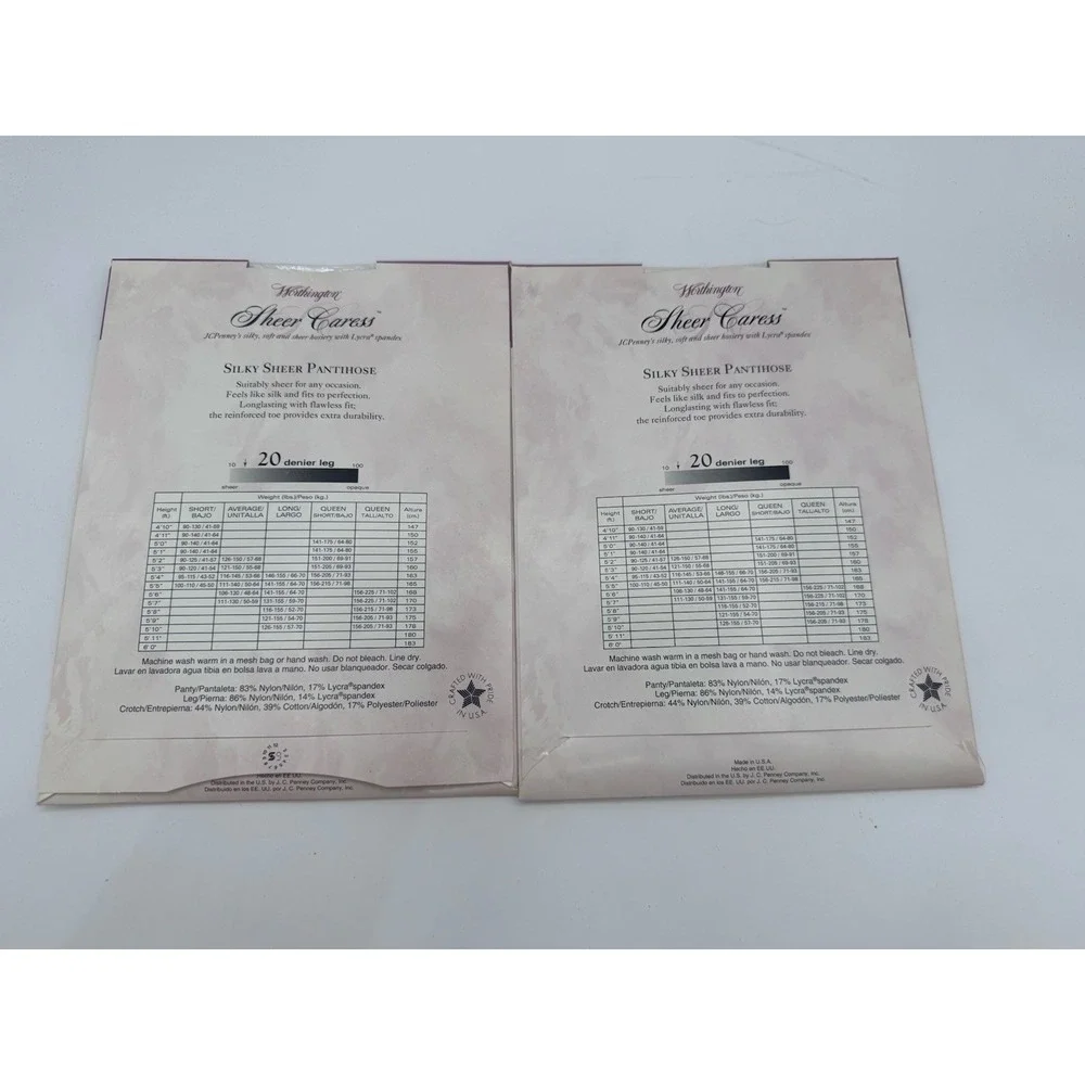 2 Pack‎ Vintage JCPenney Worthington Sheer Caress Pantyhose Average Taupe 41 New